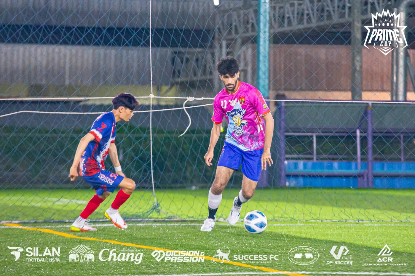 On the ball in a five-a-side match